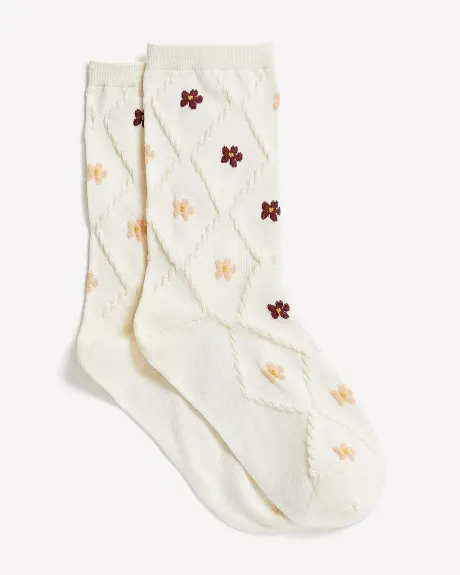 Chaussettes en tricot jacquard à imprimé floral