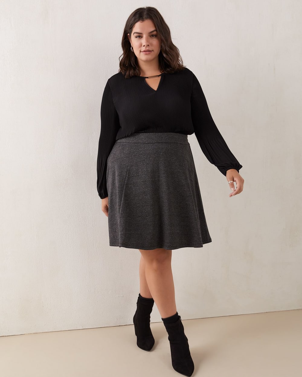 Plaid Jacquard Knit Skater Skirt In Every Story Penningtons