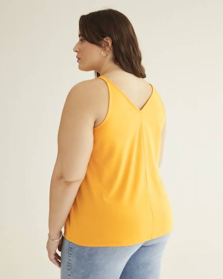 Sleeveless Top with Crochet V-Neckline