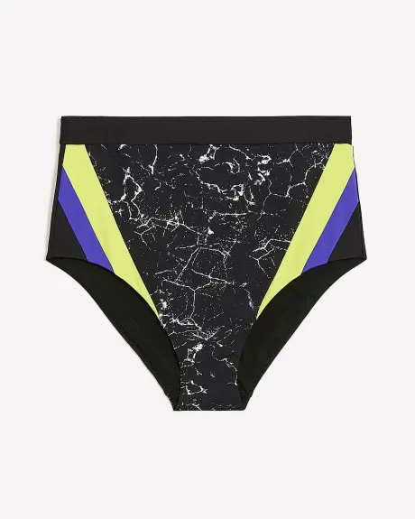 High-Waisted Swim Brief with Contrasting Panels - Active Zone