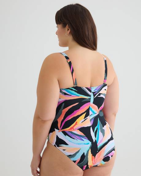 One-Piece Bathing Suit with Wrap and Ruffle Details