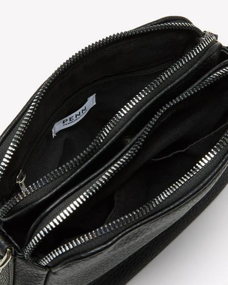 Pebbled Crossbody Bag with Woven Strap