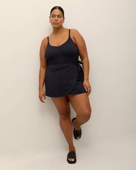 Black Swimdress with Side Waist Tie