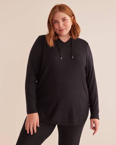 Ribbed Knit Hooded Top - Active Zone