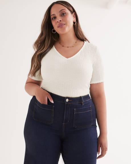 Haut en tricot texturé à col en V