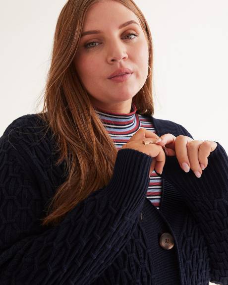Cardigan boutonné avec mailles de fantaisie