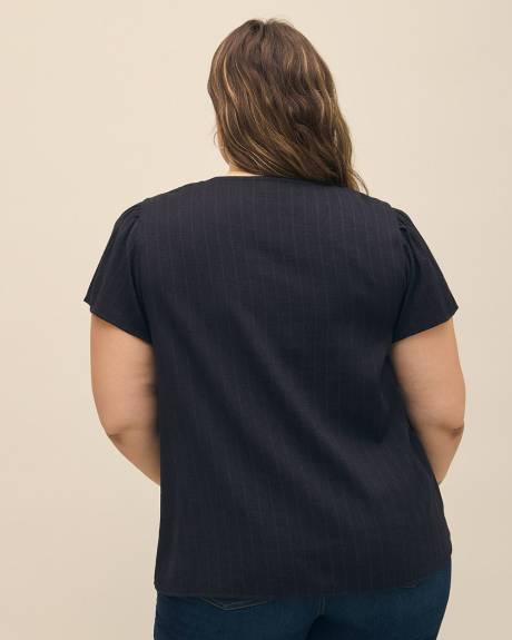 Split-Neck Blouse with Crochet Details