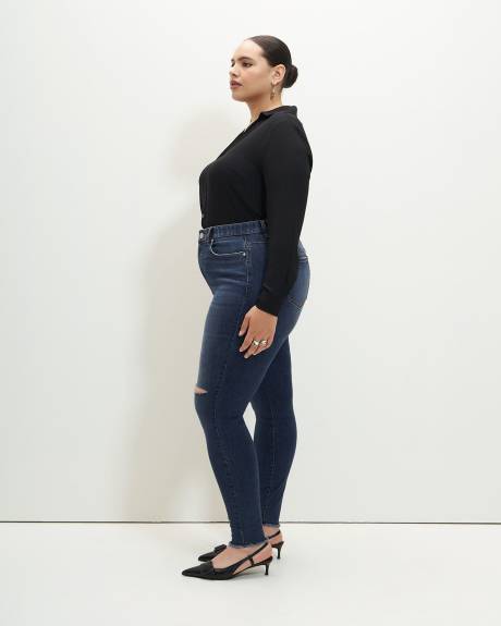 Jegging à délavé foncé, coupe galbée, tissu responsable - Addition Elle