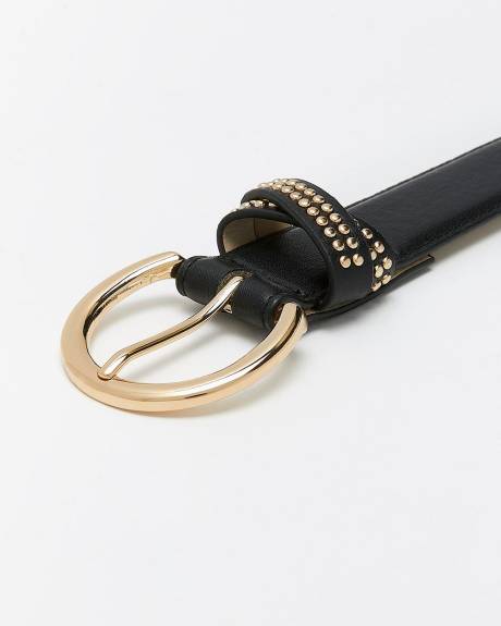 Ceinture noire en cuir synthétique avec mini clous