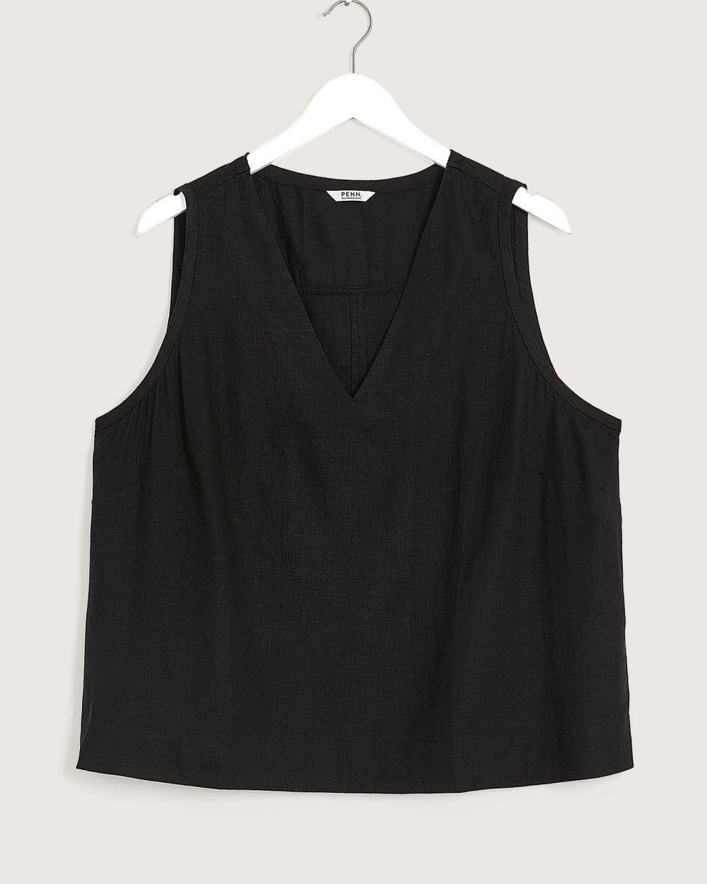 Black Sleeveless Blouse, Linen Blend Penningtons