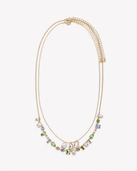 Collier courts avec pierres colorées, ens. de 2