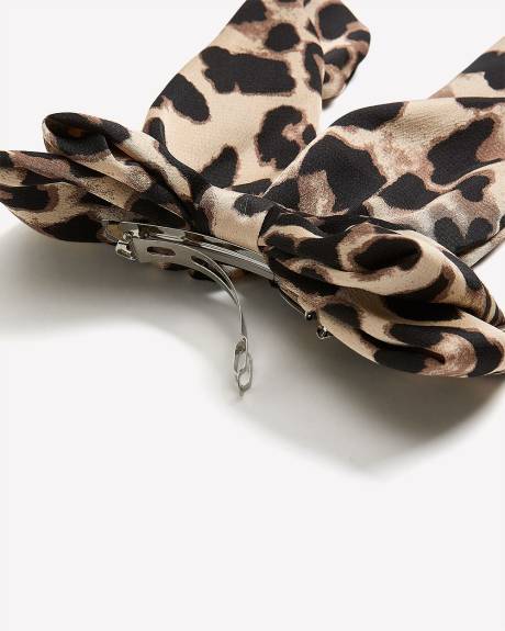 Animal Print Bow Hair Barrette - Addition Elle