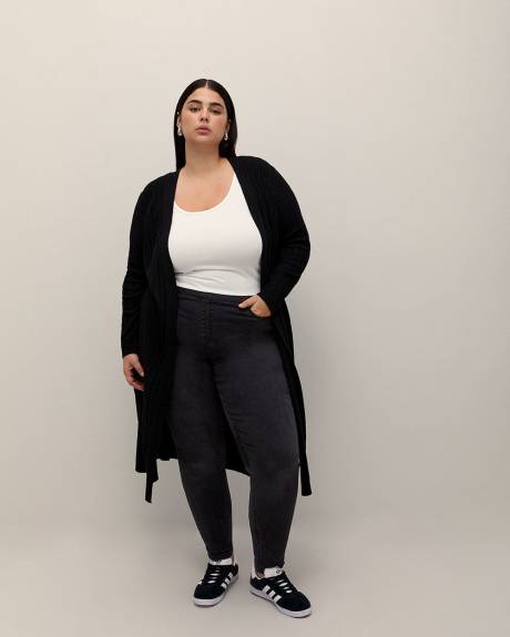 Cardigan long à devant ouvert, tissu responsable
