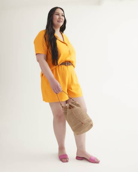 Short à enfiler en mélange de lin
