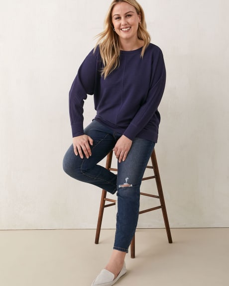 Dolman-Sleeve Knit Top With Wide Neckline - In Every Story