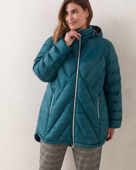 Knee-Length Packable Jacket With Removable Hood - In Every Story