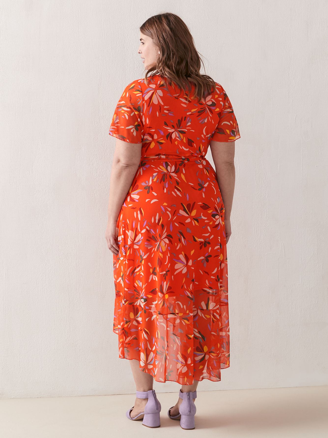 Printed Fit \u0026 Flare Wrap Dress - Addition Elle | Penningtons