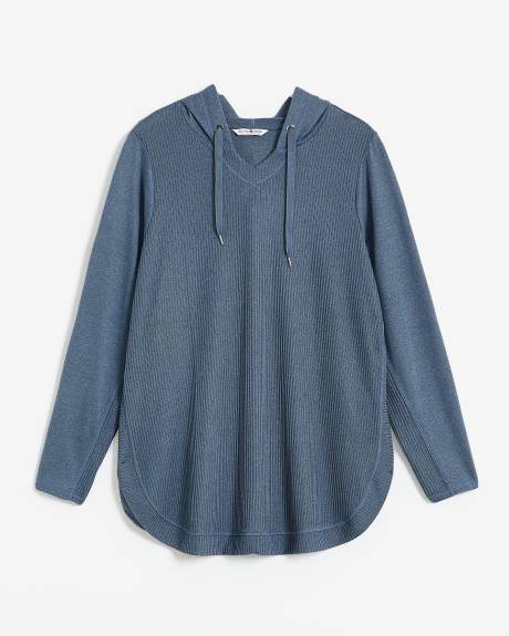 Ribbed Knit Hooded Top - Active Zone
