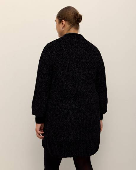 Cardigan tunique ouvert en chenille