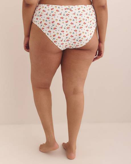White Floral Silvia High-Waisted Bikini Brief - Nana The brand