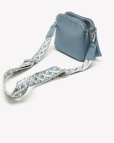 Pebbled Crossbody Bag with Woven Strap