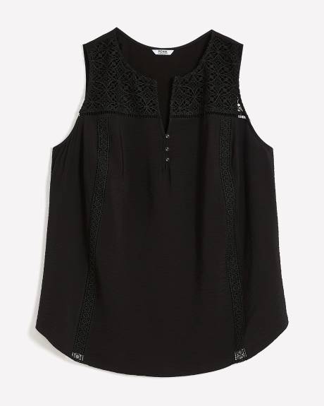Sleeveless Long Split Neck Blouse