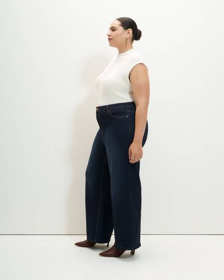 Jean taille haute à jambe très évasée, tissu responsable - Addition Elle