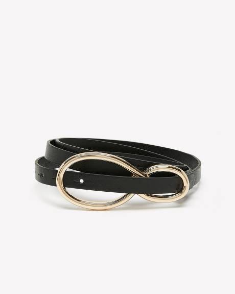 Black Skinny Belt with Infinity Buckle