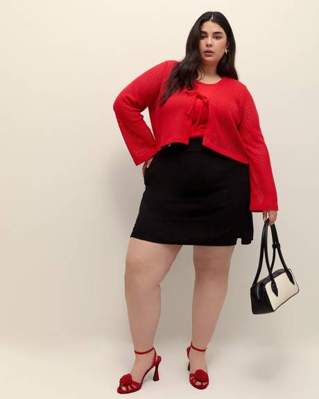 Tie-Front Bell-Sleeve Cardigan