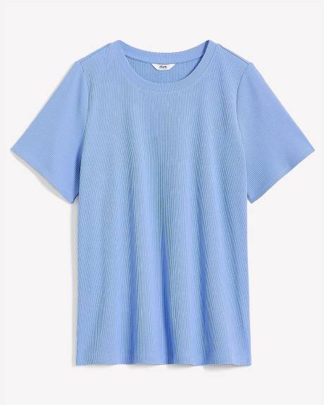 T-shirt à col rond en tricot côtelé, coupe galbée - Essentiels PENN.