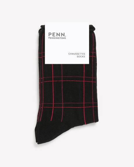 Plaid Rolled-Edge Crew Socks