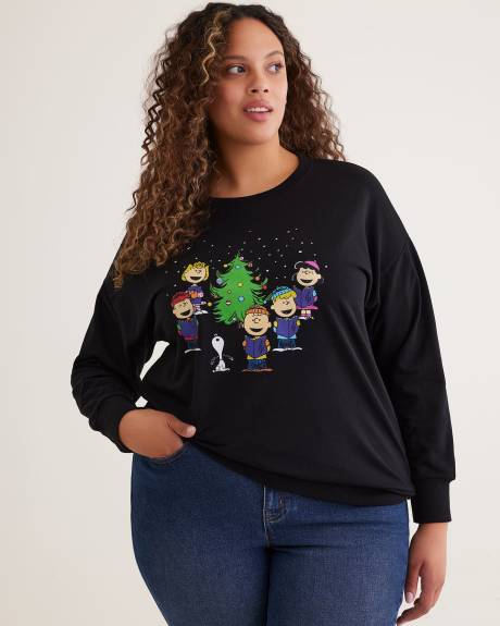 Crewneck Sweatshirt with Christmas Snoopy Print