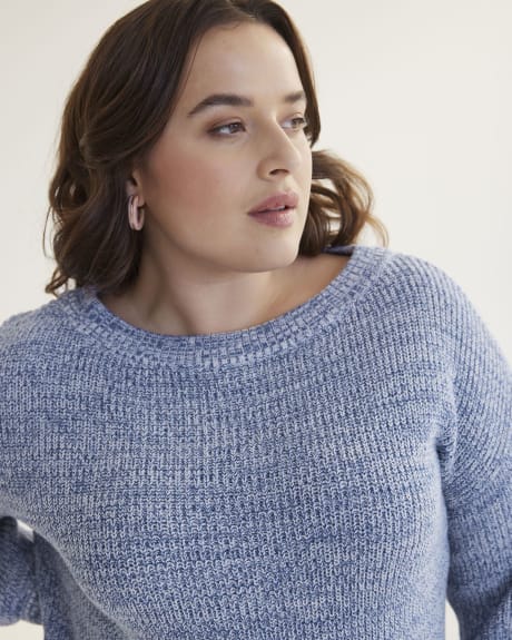 Pull en coton à mailles perlées avec encolure bateau