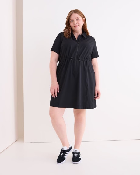 Shadow Striped Dress with Shirt Collar - Active Zone