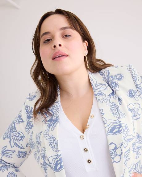 Printed Linen Blend Blazer