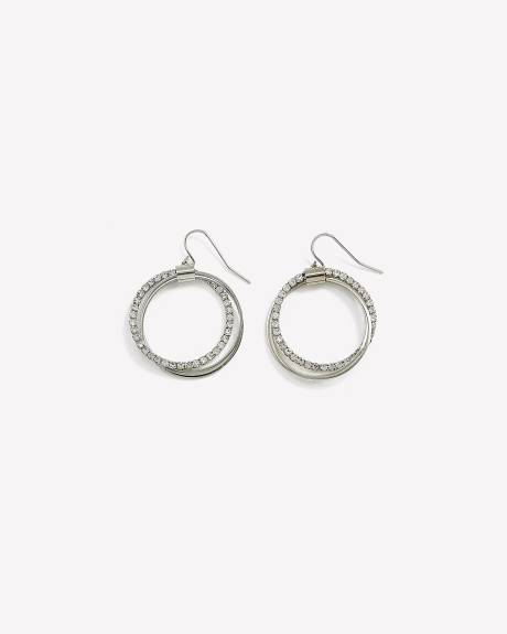 Double Hoop Earrings with Rhinestones