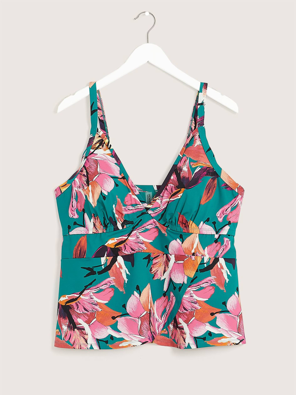Printed Tankini Top with Criss-Cross Front Straps