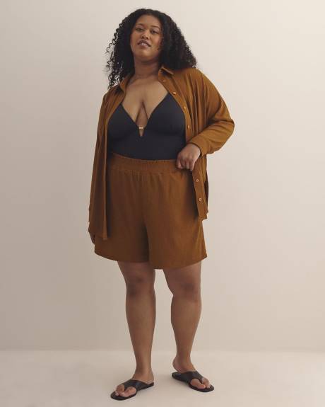 Textured Knit Pull-On Short