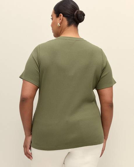 T-shirt à col rond en tricot côtelé, coupe galbée - Essentiels PENN.