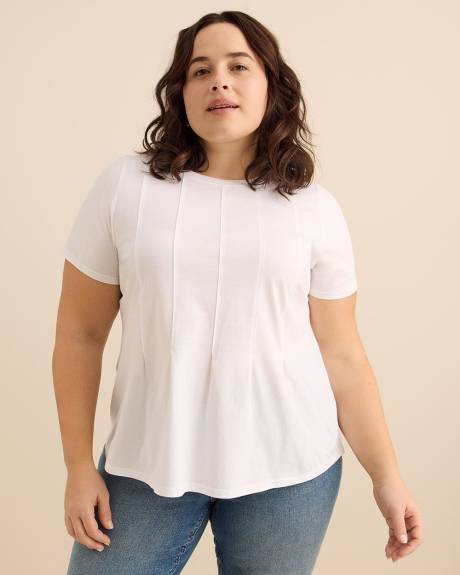 Short-Sleeve Pintuck Knit Top