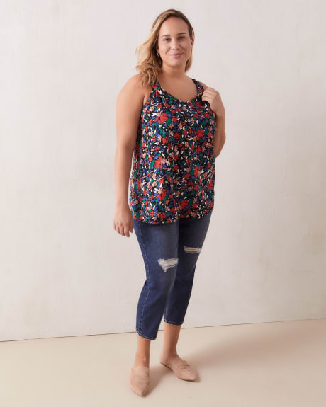 Printed Knit Tank Top With Knots - In Every Story