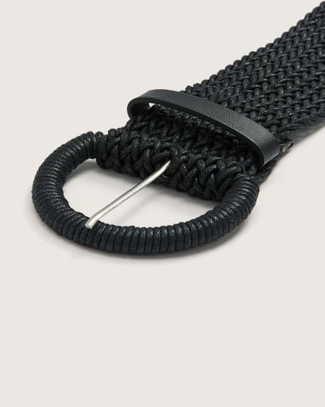 Braided Straw Belt with Self-Sovered Buckle