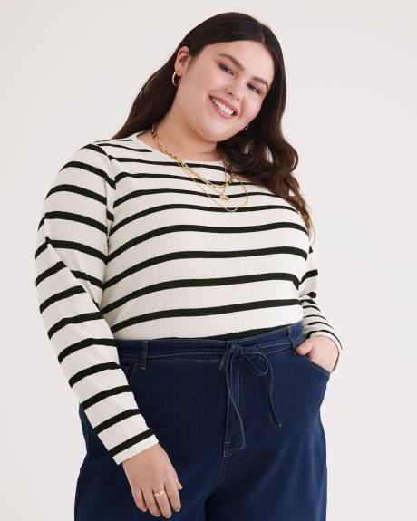 Long-Sleeve Crew-Neck Striped Top