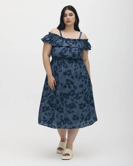 Floral Off-Shoulder Dress with Removable Straps - Addition Elle