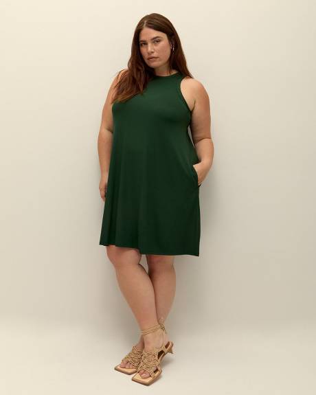 Responsible, Sleeveless Swing Halter Dress with Pockets
