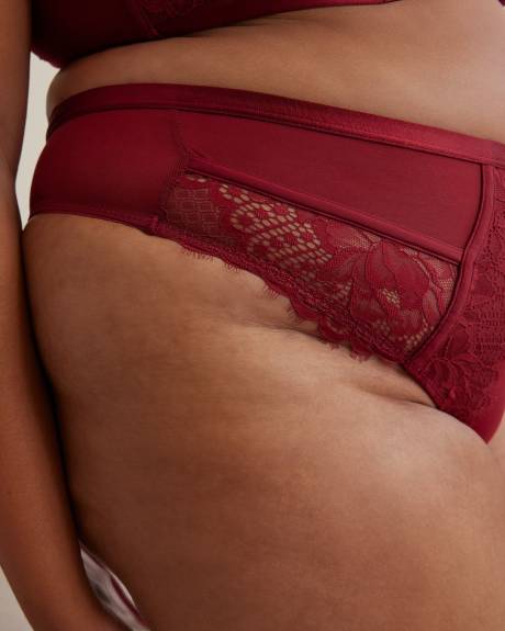 Culotte tanga sexy en satin et dentelle - Déesse Collection