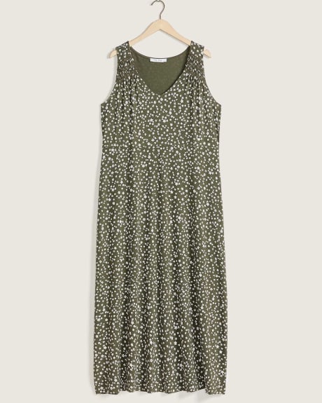 Printed Sleeveless Maxi Dress With V-Neck - In Every Story
