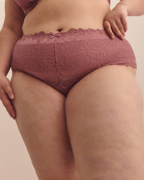 Culotte classique en dentelle rose - Déesse Collection