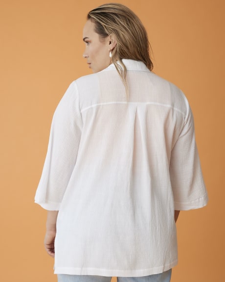 Large-Sleeve Buttoned Down Tunic - Addition Elle