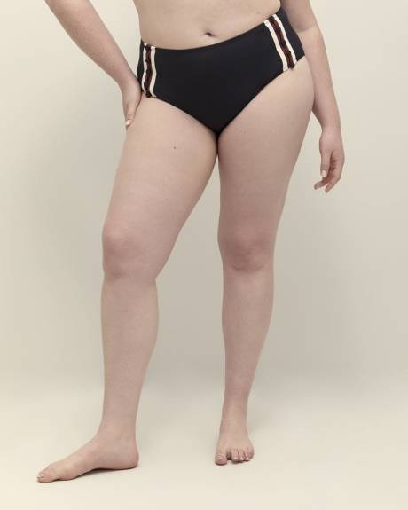 Black High-Waisted Swim Brief with Side Button Detail - Bleu by Rod Beattie